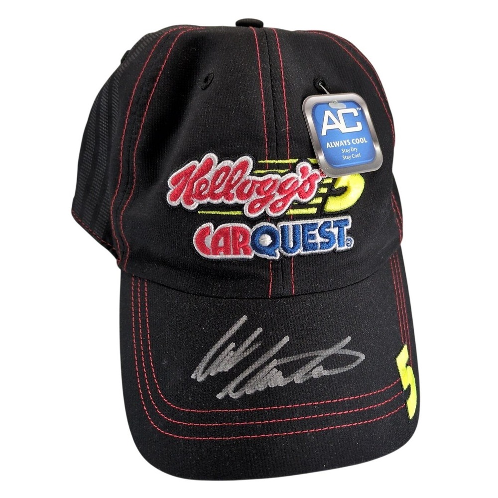 NWT Mark Martin #5 Autographed Kellogg's Carquest Adidas Hat Black‎ 2009 NASCAR